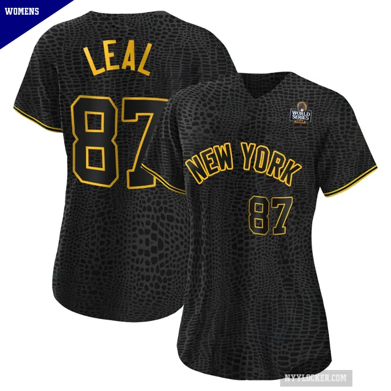 Women's No.87 Erick Leal New York Yankees Black Replica Snake Skin City 2024 World Series Jersey