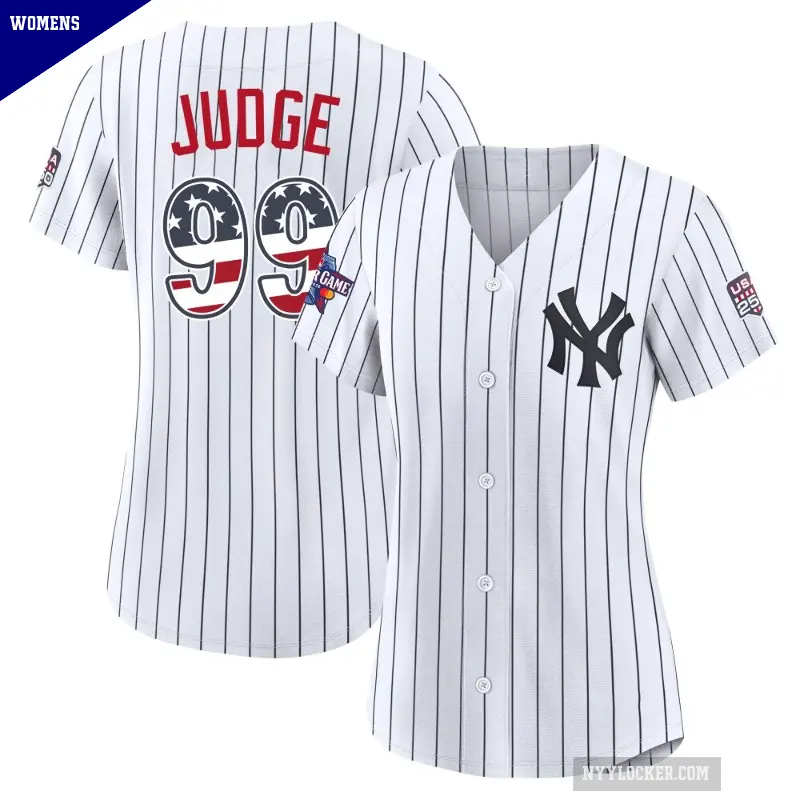 Women's No.99 Aaron Judge New York Yankees White Limited 2026 All-Star Edition Stars & Stripes Home Stadium Jersey