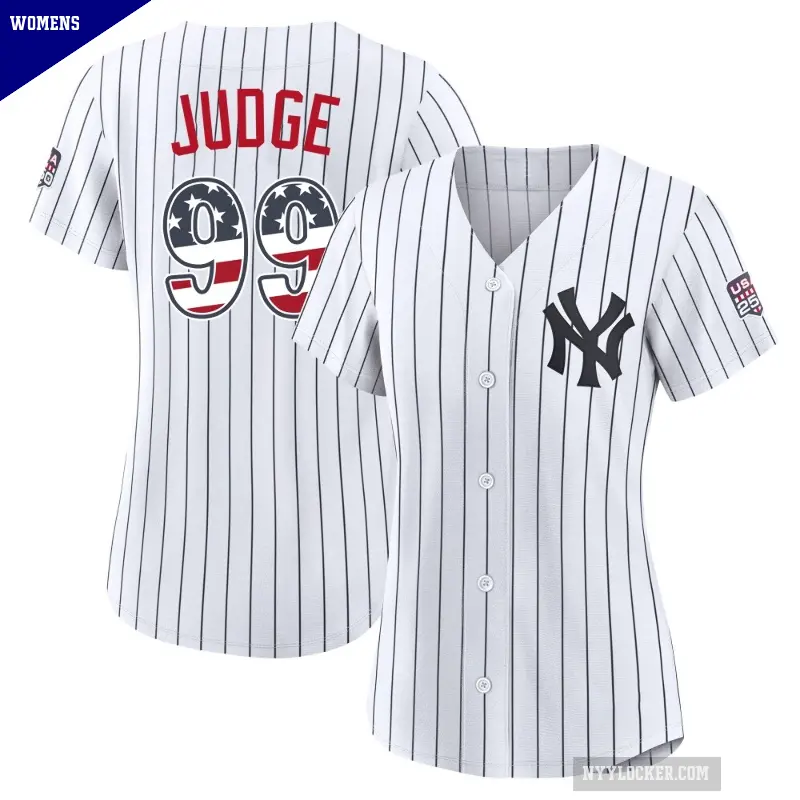 Women's No.99 Aaron Judge New York Yankees White Limited USA 250 Fourth Of July Home Stadium Jersey