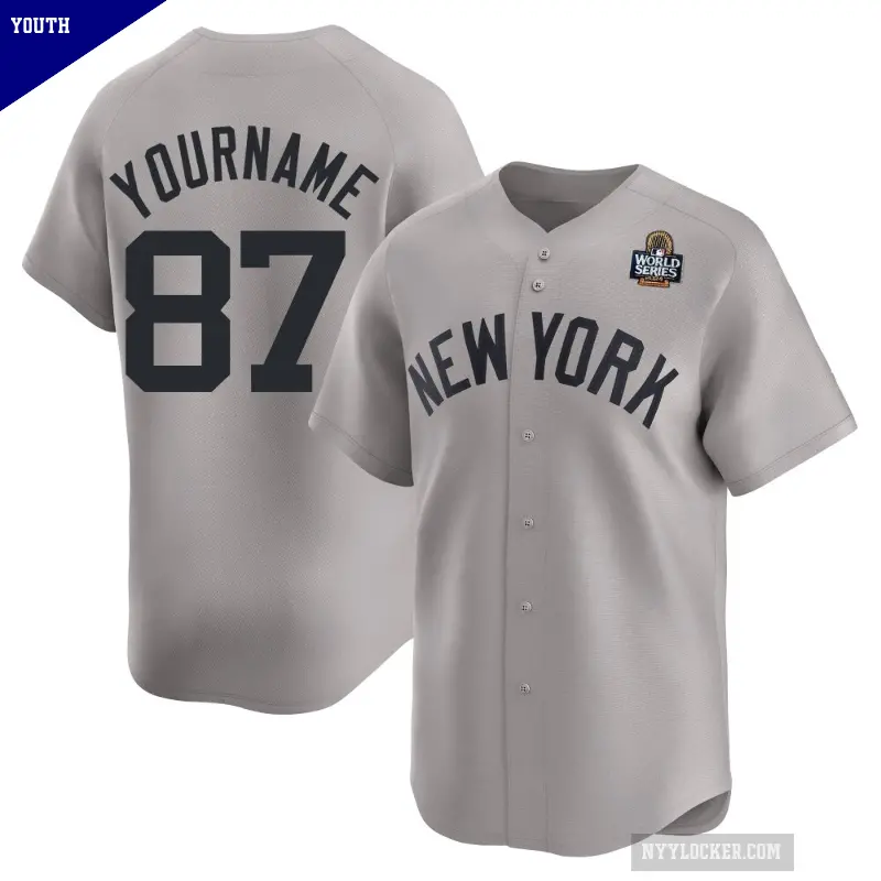 Youth No.87 Erick Leal New York Yankees Gray Limited Away 2024 World Series Jersey